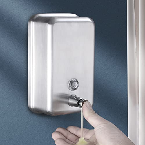 Commercial Soap Dispenser Wall Mount Stainless Steel, Vertical | Rust-Proof Lining and Anti-Leak Pump Liquid Hand 1100ml / 37oz. - size: Vertical