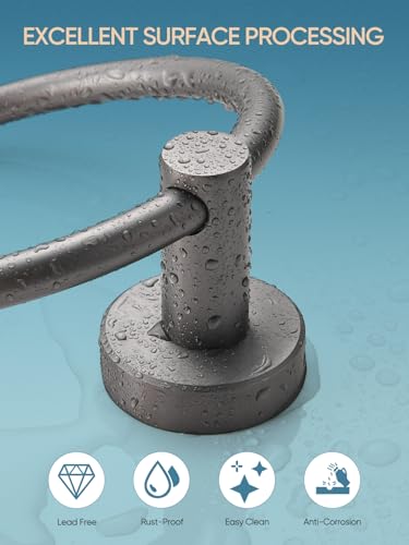 Cobbe Towel Ring, Hand Towel Holder for Bathroom Wall Mounted, Bathroom Towel Rack Round, Towel Hanger for Bathroom, Kitchen, Rv (Gunmetal Grey)