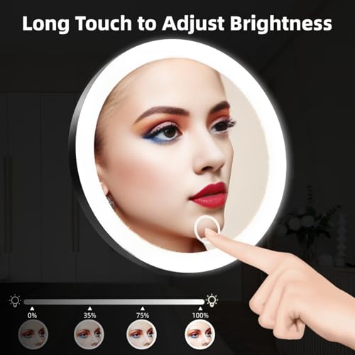 4" 30x Magnifying Mirror 30x with LED Light, Portable Lighted Makeup Mirror with Tweezers, 20x Makeup Magnifying Mirror with 3 Suction Cups for Travel Eyes Makeup, Gift for Women Black
