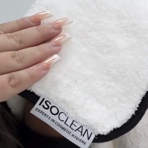 Isoclean Microfibre Towel - Absorbant Soft Fabric Towel for Makeup Brush Cleaning with Reinforced Edges, Machine Washable and Reusable for Delicate Makeup Brushes, 8x8 Inches, Small
