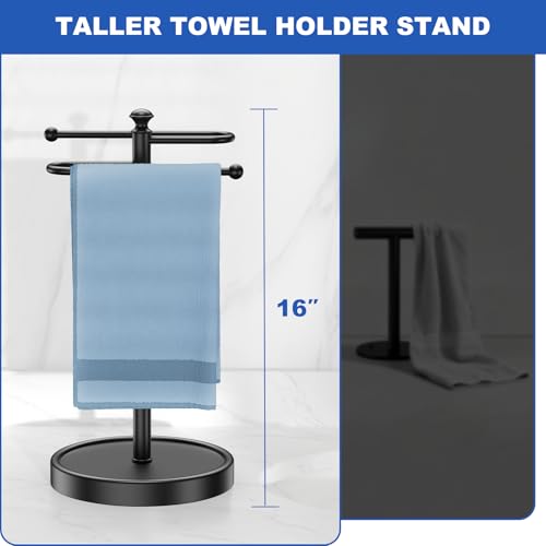 Hand Towel Holder, 304 Stainless Steel Heavy Duty S Shape Hand Towel Stand Free Standing Towel Bar for Bathroom Kitchen Countertop - color: Black
