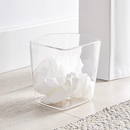 Huang Acrylic Clear Square Mini Wastebasket Trash Can | Garbage Container Bin for Bathrooms, Kitchens, Home Offices | Shatter-Proof, Stylish, Durable and Compact Design - size: Mini Square