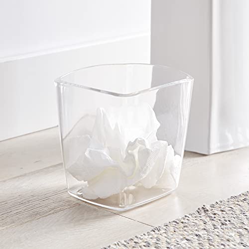 Huang Acrylic Clear Square Mini Wastebasket Trash Can | Garbage Container Bin for Bathrooms, Kitchens, Home Offices | Shatter-Proof, Stylish, Durable and Compact Design - size: Mini Square