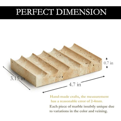 Luxury Travertine Soap Dish Marble Jewelry Ring Tray - Rectangle Marble Soap Tray & - Self Draining Soap Holder for Bathroom, Kitchen, Beige Travertine - color: Beige Travertine