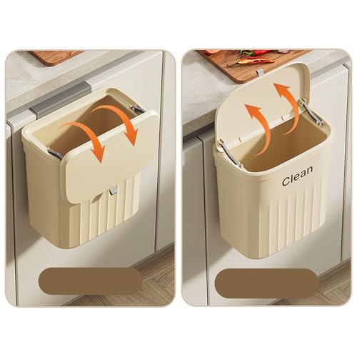 8.5L Wall Mounted Kitchen Trash Can Large Capacity Kitchen Garbage Cans with Lid Hanging Trash Bin for Bathroom Decor
