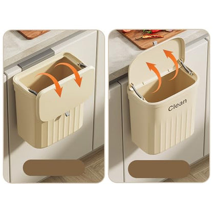 8.5L Wall Mounted Kitchen Trash Can Large Capacity Kitchen Garbage Cans with Lid Hanging Trash Bin for Bathroom Decor