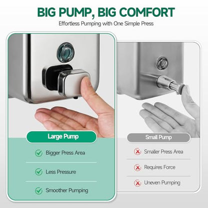 anydry Commercial Soap Dispenser Wall Mounted 37oz Brushed Stainless Steel | Liquid Hand Soap Dispenser, Ideal for Commercial Bathroom, Large Capacity, Easy Refill, Leak-Proof Pump, Stable Installation - color: Polished