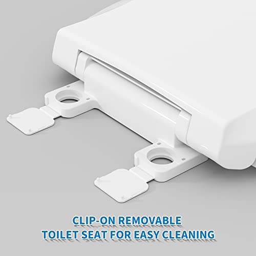 Hibbent Potty Training Toilet Seat, Built-in Magnetic Seat, Lid with Cover, Never Loosen and Slow Close Convertible Toilet Seat for Kids, Adult and Child (White, Elongated) - style: Classic Elongated 18.5"