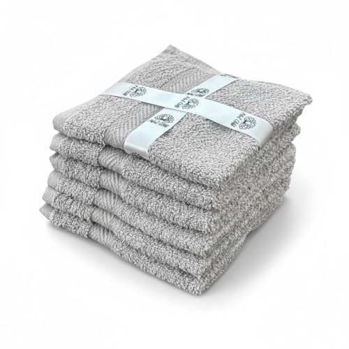 Super Soft 570 GSM Luxury Cotton Face Towel/Washcloths Set of 6, 100% Cotton Zero Twist Ring-Spun Heavyweight, Super Absorbent Wash Cloths – Designed for Exfoliation, Comfort, and Durability. - color: Gray