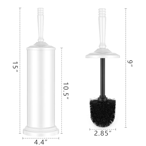 White Toilet Brush and Holder Set，Toilet Bowl Brush and Holder | Heavy Duty Toilet Brush for Bathroom, Stainless Steel Toilet Cleaner Brush,Deep Cleaning,Space Saving,Covered Brush - color: White