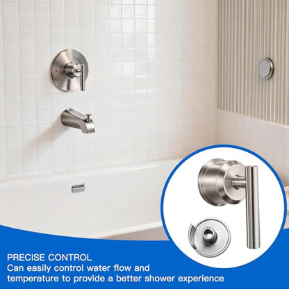 All Metal Replacement for Moen Tub/Shower Lever Handle, Compatible with Moen Shower Handle and for Cartridge,Single Handle Faucets for Adjust Water Volume and Temperature,Retro Brushed Nickel - color: Retro Brushed Nickel
