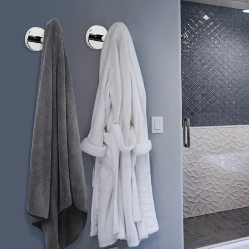 NearMoon Bath Towel Hooks- SUS 304 Stainless Steel Robe Hook Holder, Heavy Duty Coat Hook for Bathroom Livingroom Hotel Kitchen Garage, Wall Mounted (Chrome Finish, 3 Pack) - color: Chrome Finish, size: 3 Pack