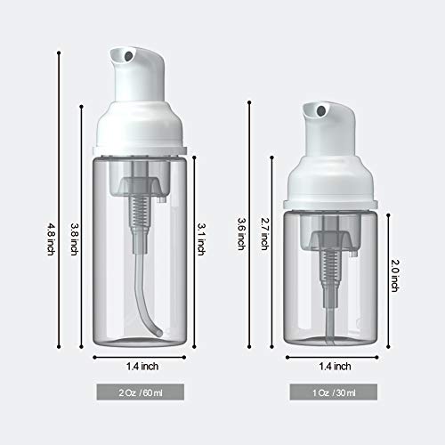 6 Pcs Empty Foam Pump Bottle 1oz/30ml Travel Size Plastic Pump Bottle Soap Bottle Portable Small Hand Sanitizer Dispenser Bottles, Refillable Clear Instant Foaming Bottles for Hand Lotion Shampoo - size: 1oz/30ml