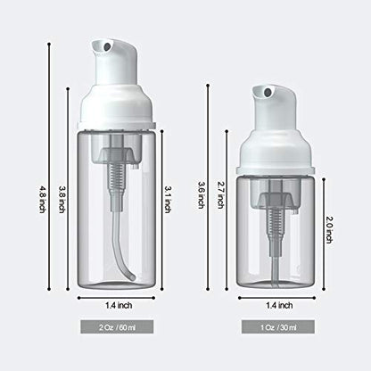 6 Pcs Empty Foam Pump Bottle 2oz/60ml Travel Size Plastic Pump Bottle Soap Bottle Portable Small Hand Sanitizer Dispenser Bottles, Refillable Clear Instant Foaming Bottles for Hand Lotion Shampoo - size: 2oz/60ml