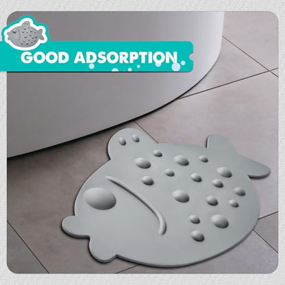 ZHICHENG Non-Slip Bathtub Mat for Kids - Soft Baby Cute Fish Shape Shower mat with Strong Suction Cups for Bathroom (Grey) - color: Grey
