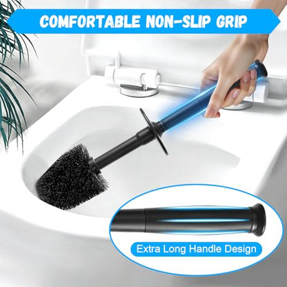 AONEZ Plastic Toilet Brush, Toilet Brush and Holder Set with Long Handle, Covered Holder and Hard Bristles, Toilet Cleaner Brush for Bathroom and Toilet Cleaning