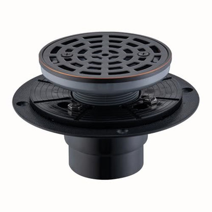 RANDOM Round Shower Drain SUS304 Stainless Steel Oil Rubbed Bronze Shower Drain 4 inch with Adjustable PVC Base Flange,Shower Floor Drain with Removable Cover Grid Grate - color: A-oil Rubbed Bronze-4″ Round With Base Flange