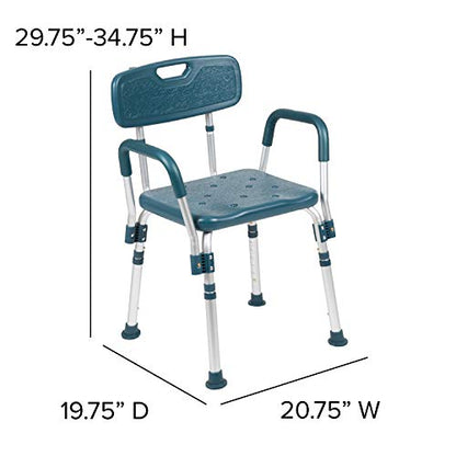 Flash Furniture HERCULES Series 300 Lb. Capacity Adjustable Navy Bath & Shower Chair with Quick Release Back & Arms - color: Navy