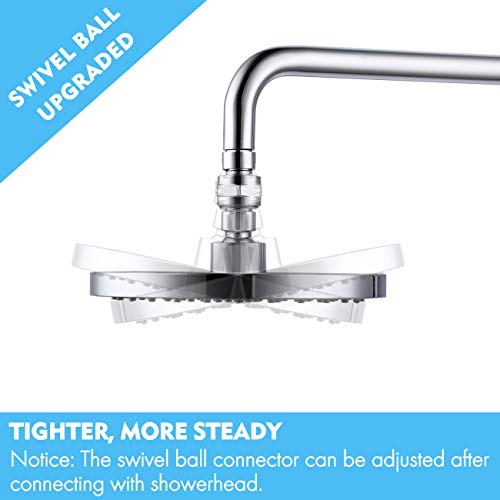 KES Shower Connector Ball Joint Shower Head Polish Chrome 16-Inch Shower Arm with Flange, PSB101-CH-SL+PSAN204-CH-UPC-NEW