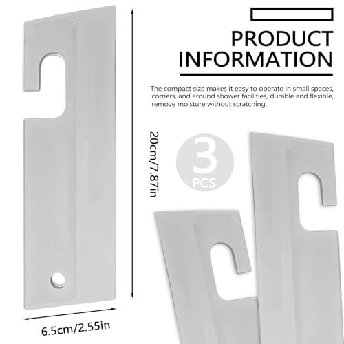 3 Pieces Mini Soft Silicone Window Squeegee, Hand Water Scraper with Hanging Hole, Small Mirror Cleaning Squeegee for Shower Glass Car Bathroom Dink Countertop (Gray) - color: Gray