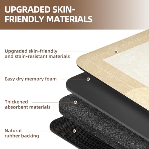 Diatomaceous Earth Bath Mat Non Slip Absorbent Quick Dry, Beige,19.6"x31.5" - color: Beige, size: 19.6"x31.5"