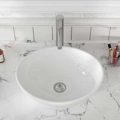 MEJE 16x13-Inch Oval White Ceramic Vessel Sink,Modern Egg Shape Bowl, Above Counter Bathroom Vanity Sink - color: Oval -White