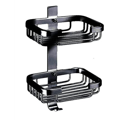 Soap Dish with Hook for Bathroom Shower Kitchen Sponge Holder Wall Mounted Rustproof No Drilling Adhesive Bar Soap Holder,Black - color: Black