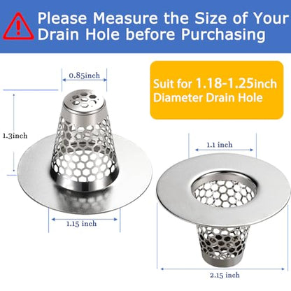 Bathroom Sink Drain Strainers for 1.1"-1.25" Depth Than 1.3" Drain Hole Catcher for Bathroom Sink,Laundry, Utility, RV Sink.Small Conical Bathroom Sink Strainer Basket - size: Recommend:1.1 inch Mouth Wide