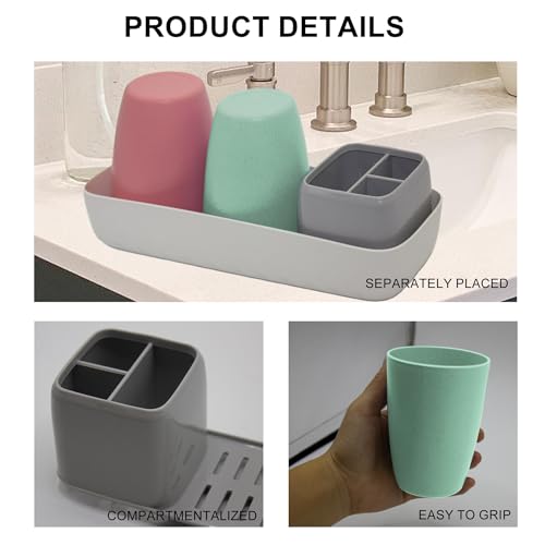 Kids Toothbrush Holder with Cups, Electric Toothbrush & Toothpaste Storage Holder, Bathroom Accessories Set Home, Dorm, Hotel Use - color: Green & Red