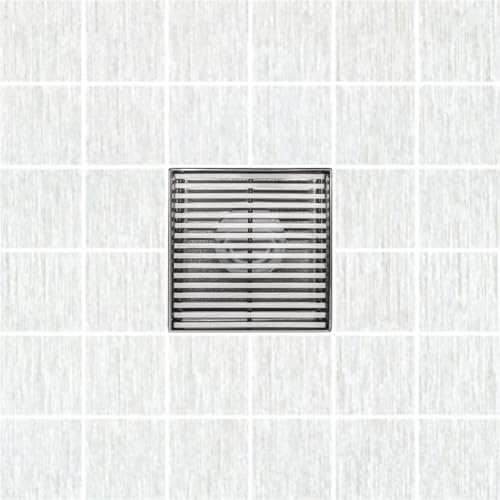 304 Stainless Steel 4 Inch Brushed Nickel Square Shower Drain Kit with Base Linear Wedge for Tile Floor Drain Grate Cover Hair Catcher Trap (Brushed Stainless Steel, Square PVC Plastic) - color: Brushed Stainless Steel