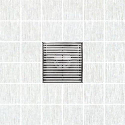 304 Stainless Steel 4 Inch Brushed Nickel Square Shower Drain Kit with Base Linear Wedge for Tile Floor Drain Grate Cover Hair Catcher Trap (Brushed Stainless Steel, Square PVC Plastic) - color: Brushed Stainless Steel