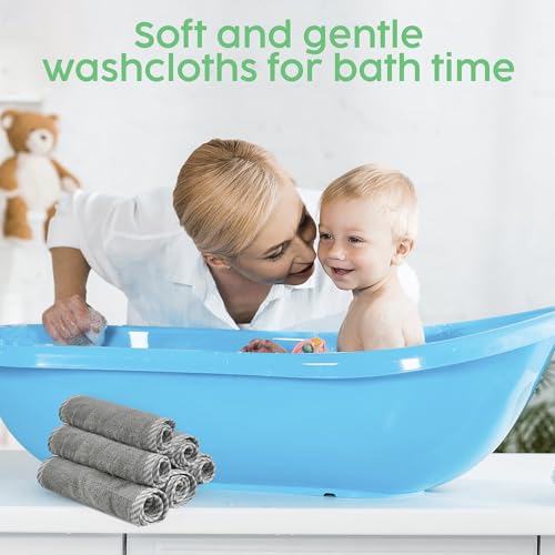 San Francisco Baby Washcloths for Newborn – Rayon from Bamboo Washcloths, Baby Wash Cloths Soft, Wash Cloths for Babies, Baby Wash Cloth – 6 Pieces, Gray - color: Grey