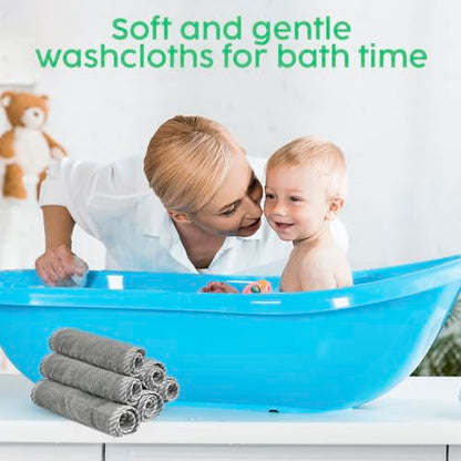 San Francisco Baby Washcloths for Newborn – Rayon from Bamboo Washcloths, Baby Wash Cloths Soft, Wash Cloths for Babies, Baby Wash Cloth – 6 Pieces, Gray - color: Grey