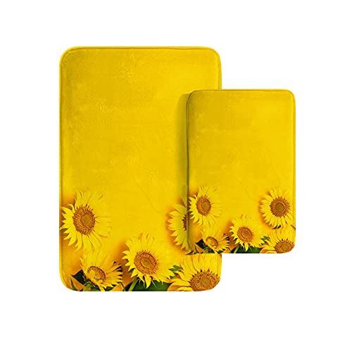 Britimes Sunflower Yellow Bathroom Rug Mat Set of 2, Washable Cover Floor Rug Carpets Floor Bath Mat Bathroom Decorations 16x24 and 20x32 Inches - color: Beach Shell 2