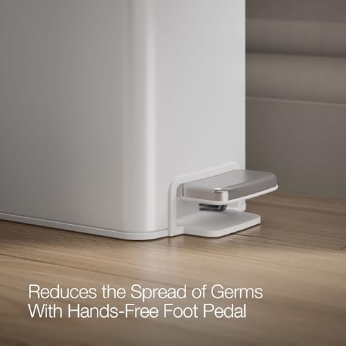 Kohler 6 Liter (1.5 Gallon) Stainless Steel Step Trash Can, White - color: White Stainless Steel, size: 1.6 Gallon - Step Can