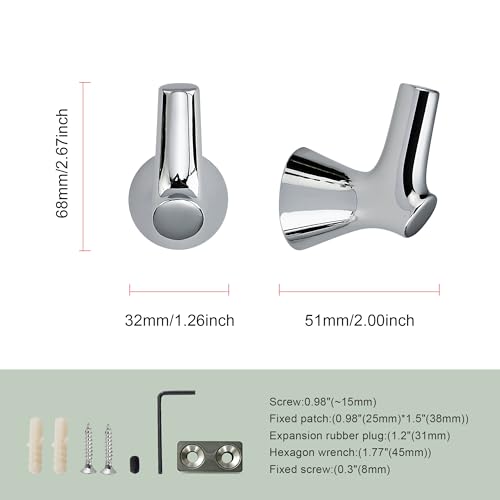 AVICCI 5 Pack Towel Hooks Polished Chrome Coat Hooks, Zinc Alloy Heavy Duty Bathroom Hooks Wall Mounted for Robes & Towels Hand Towel Hook Holder Kitchen, Bathroom Accessories - color: Polished Chrome