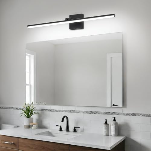 LED Bathroom Vanity Light, Modern Bathroom Light Fixture Over Mirror (Cool White 6000K), Vanity Light Bar with Angle Adjustable, 32 Inch, Black - color: Black-Cool White, size: 32 inch