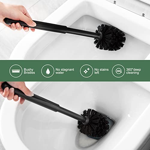 Eyliden Toilet Plunger and Brush Set, 2-in-1 Compact Holder, Black | Unclogs Toilets, Deep Cleans Bowls, Nylon Bristles, Rubber Cup, Durable Plastic Caddy, Space-Saver, Bathroom Cleaning Tools - color: Black