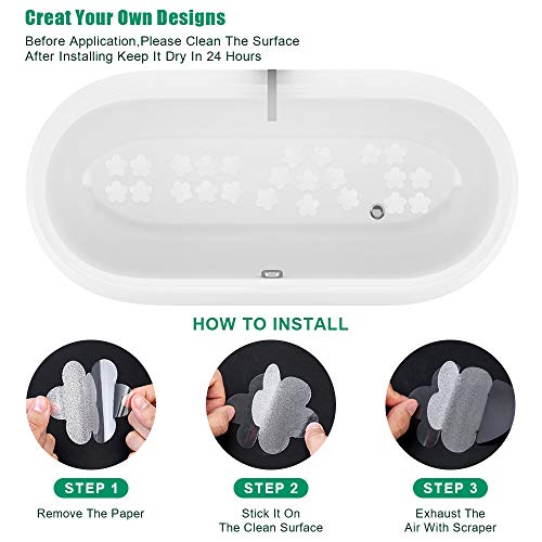 Non Slip Bathtub Stickers 28 PCS Adhesive Anti Slip Shower Stickers for Bath Tub, Bathroom, Stairs with Premium Scraper - color: Clear