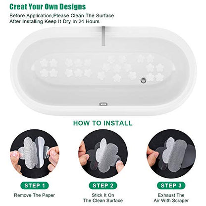 Non Slip Bathtub Stickers 28 PCS Adhesive Anti Slip Shower Stickers for Bath Tub, Bathroom, Stairs with Premium Scraper - color: Clear