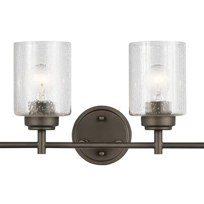 Kichler Winslow 30" Vanity Light in Olde Bronze®, 4-Light Transitional Bathroom Light with Clear Seeded Glass. (30" W x 9.25" H), 45887OZ - color: Old Bronze, size: 30"