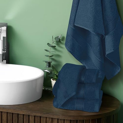 Ultra Soft 6 Pack Cotton Towel Set, Contains 2 Bath Towels 28x55 inch, 2 Hand Towels 16x24 inch & 2 Wash Coths 12x12 inch, Ideal Everyday use, Compact & Lightweight - Mineral Blue - color: Mineral Blue