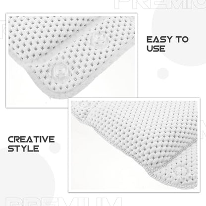 Artibetter Non-Slip Tub Pillow for Bath with Suction Cups, Thickened PVC Sponge Cushion, Quick Drying Bath Pillow Cushion for Neck and Back Support, for Travel and Home Bathrooms