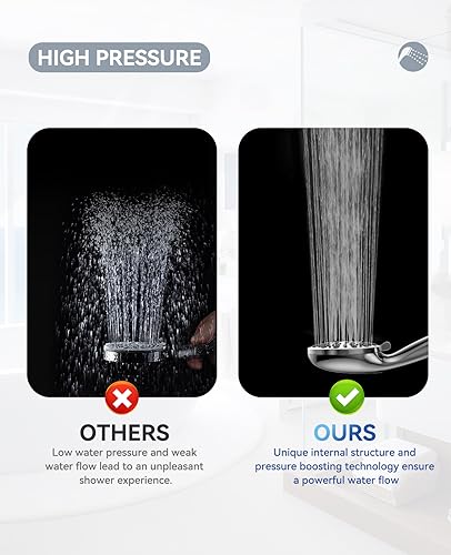 JDO Shower Head with Handheld, High Pressure Handheld Shower Head 9 Settings, Detachable Shower Head Set with Stainless Steel Hose and Shower Bracket (Chrome) - color: Chrome