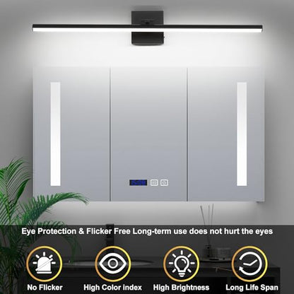 LED Bathroom Vanity Light, Modern Bathroom Light Fixture Over Mirror (3000K/4000K/6000K, Dimmable), Vanity Light Bar with Angle Adjustable, 32 Inch, Black - color: Black, size: 32 inch