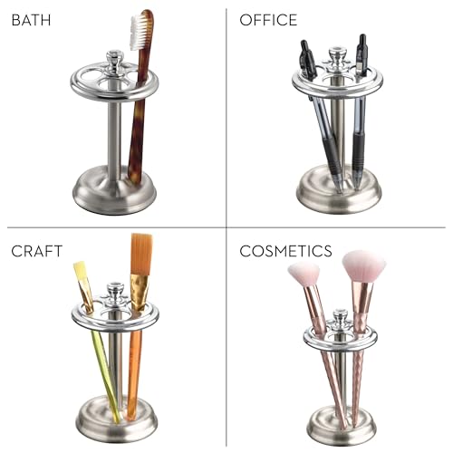 iDesign Toothbrush Holder, 4-Section, 2-Pack, Chrome/Brushed | For Bathroom, Countertop Stand - color: Split Finish, style: Pack of 2
