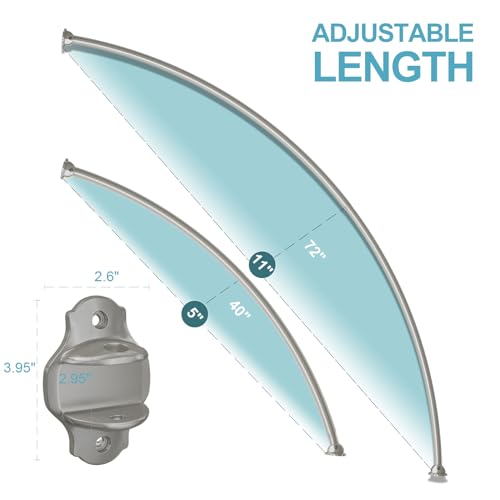 Curved Shower Curtain Rod, Adjustable 40-72 Inches, Nickel | Easy Installation, Rust proof, Expandable Curved Shower Rods for Bathroom, Need to Drill - color: Brush Nickel