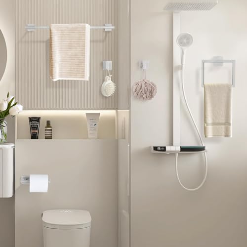 YACVCL Towel Bar Set, 5 Pieces Bathroom Hardware Set Brushed Nickel Bathroom Accessories, SUS304 Stainless Steel Towel Racks Holder Set Wall Mounted 23.6 Inch - color: Brushed Nickel, size: 5 Pieces
