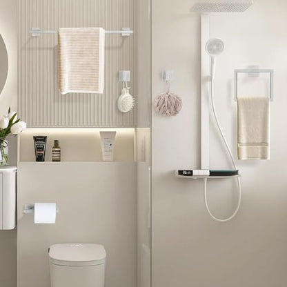 YACVCL Towel Bar Set, 5 Pieces Bathroom Hardware Set Brushed Nickel Bathroom Accessories, SUS304 Stainless Steel Towel Racks Holder Set Wall Mounted 23.6 Inch - color: Brushed Nickel, size: 5 Pieces