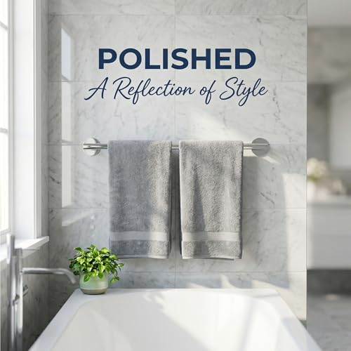 3M Towel Bar, 24 Inch #304SS Chrome No Drill Self Adhesive Bathroom Towel Rod Wall Mounted - color: Chrome, size: 23.6 Inch